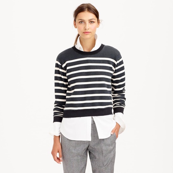 J. Crew Tops - Jcrew Stripe Cropped Sweatshirt
